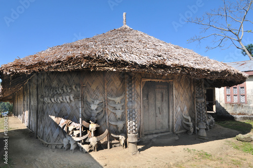 View of the Shangnyu village of the head hunters Konyak tribe in the Indian Nagaland state 