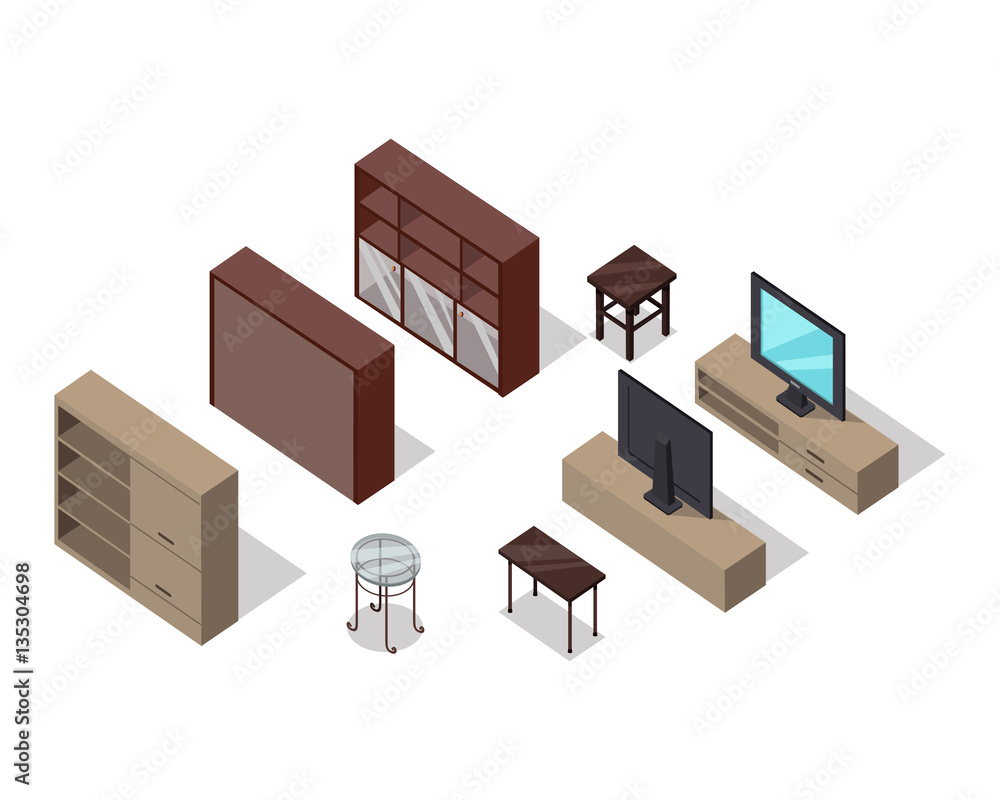 Set of Furniture Vectors in Isometric Projection Set of Furniture Vectors in Isometric Projection