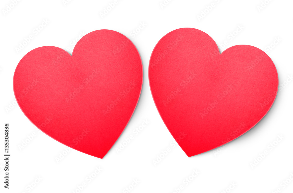 Two Hearts on white with clipping path