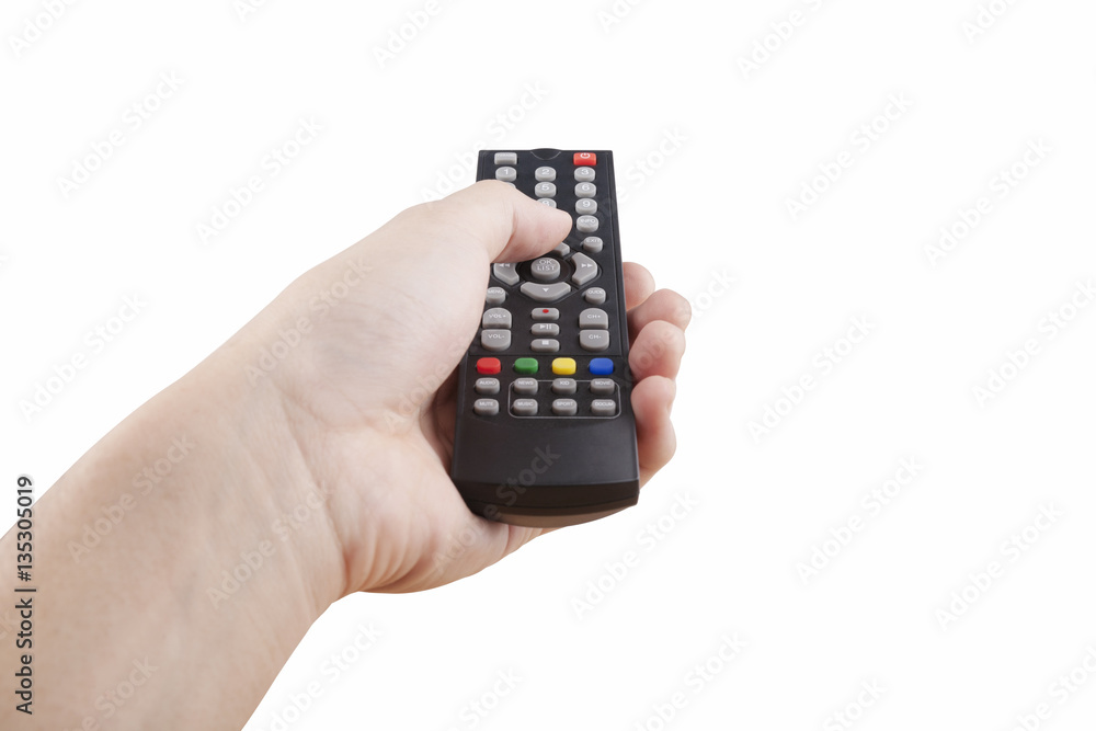 hand with multimedia tv remote control isolated on white with cl hand with multimedia tv remote control isolated on white with cl
