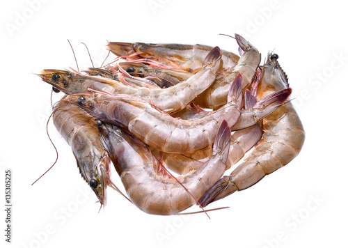 Raw shrimps isolated on white background