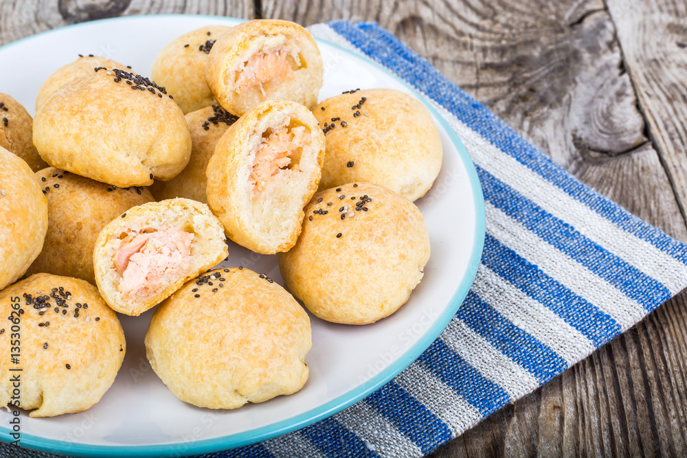 Small cakes with fish and chia seeds Small cakes with fish and chia seeds