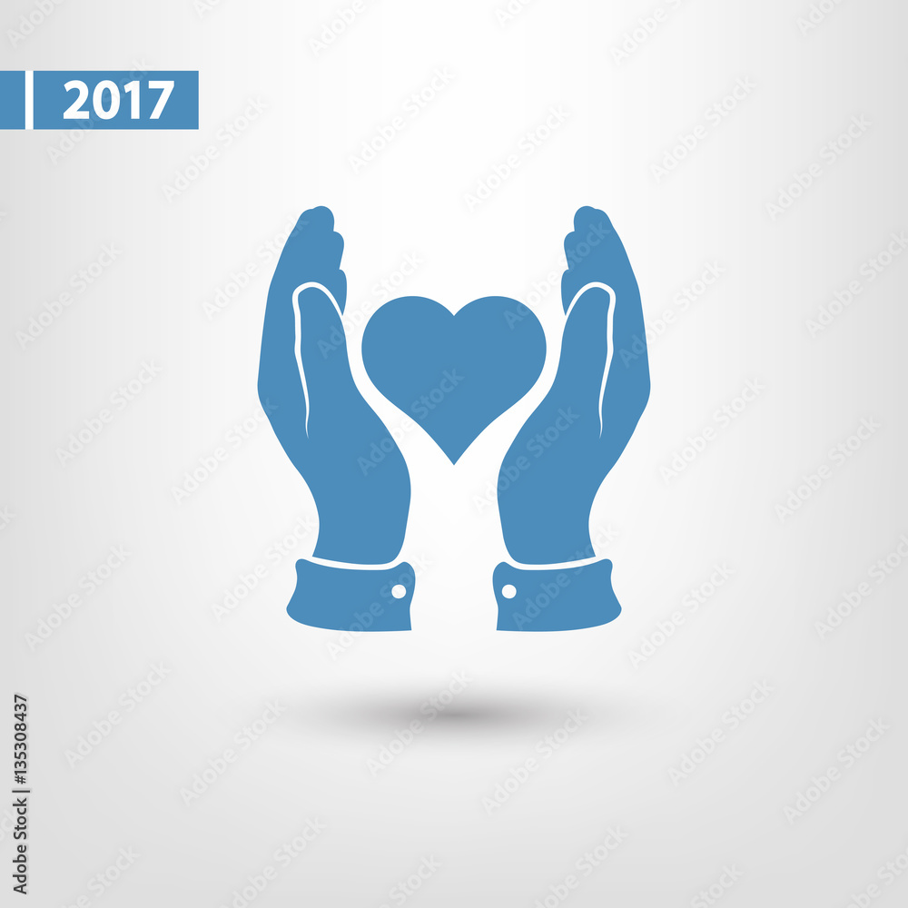 heart in hand icon, vector illustration. Flat design style heart in hand icon, vector illustration. Flat design style