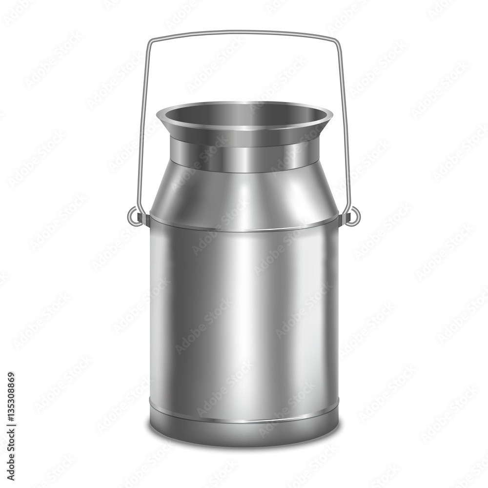 Realistic Metal Shiny Milk Container. Vector Realistic Metal Shiny Milk Container. Vector
