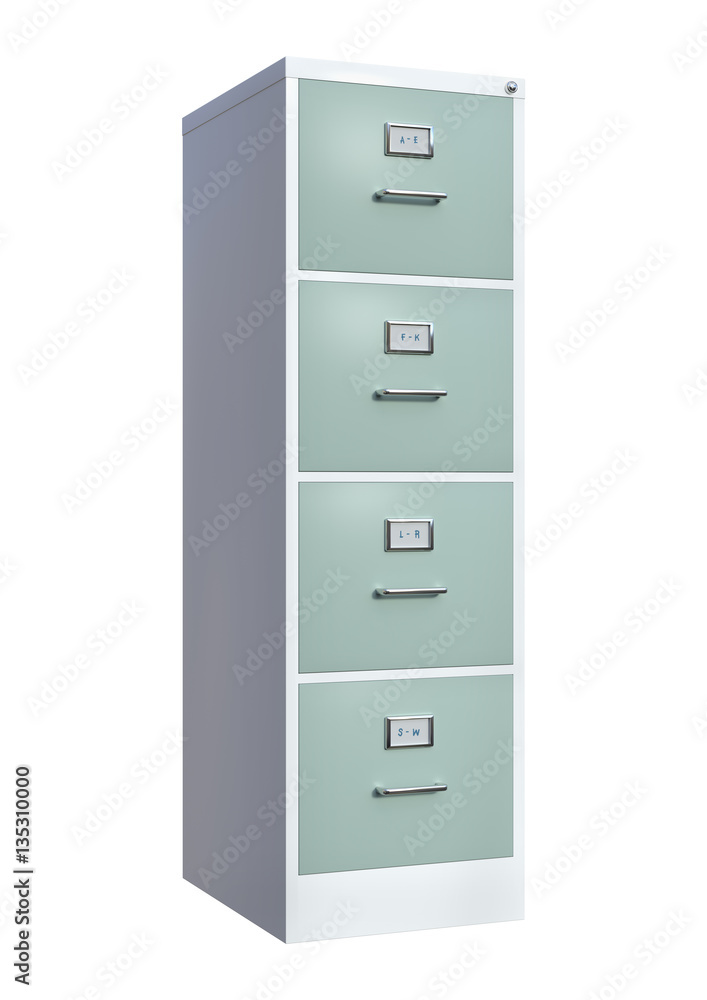 3D Rendering Filing Cabinet on White 3D Rendering Filing Cabinet on White