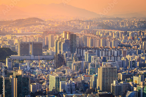 Seoul City in Sunset, South Korea