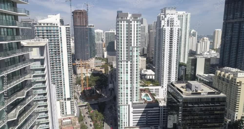 Aerial video of highrise buildings at Brickell Miami Florida Aerial video of highrise buildings at Brickell Miami Florida