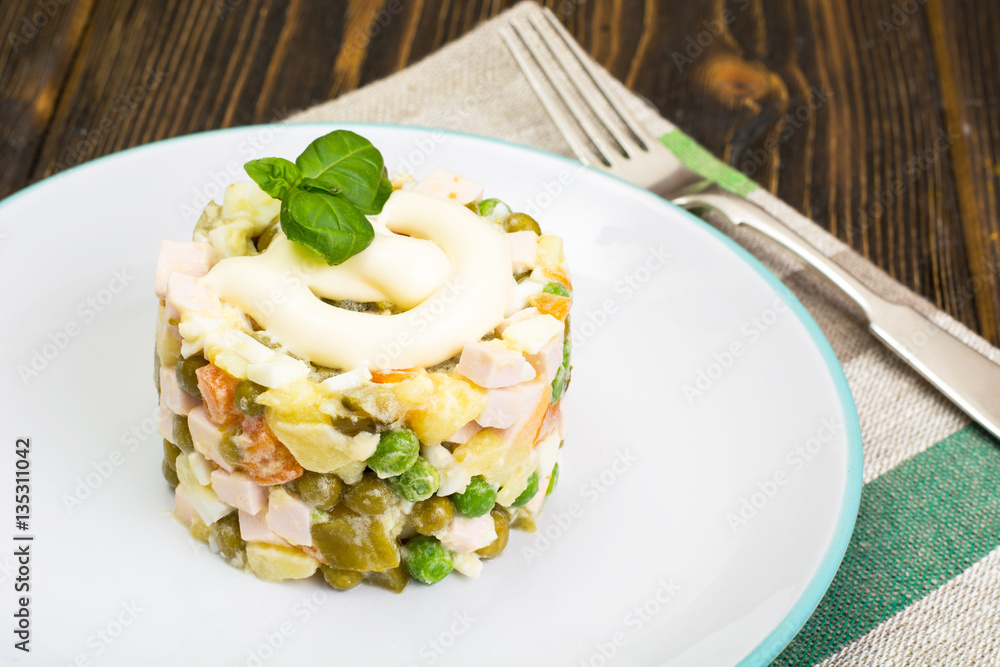 Salad of boiled vegetables with mayonnaise Salad of boiled vegetables with mayonnaise