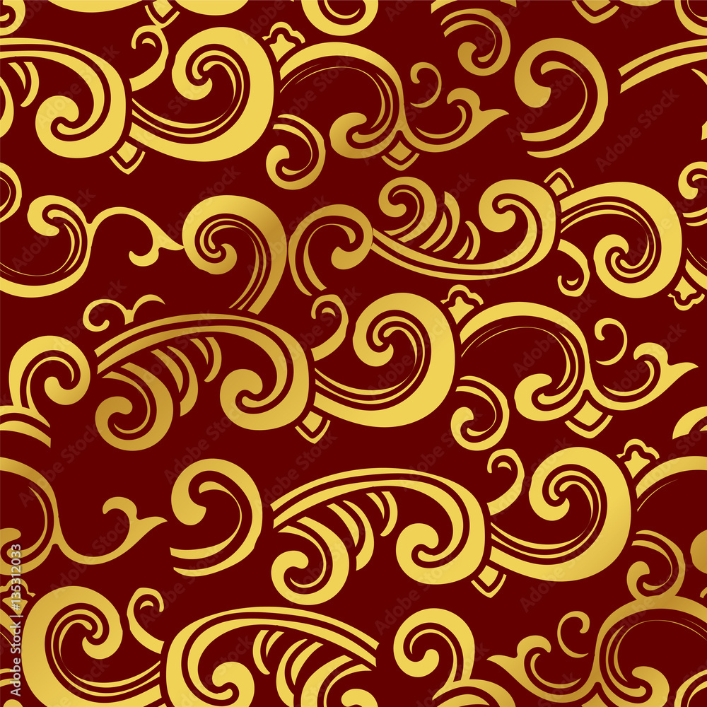 Seamless Golden Chinese Background Spiral Curve Wave Cross Seamless Golden Chinese Background Spiral Curve Wave Cross
