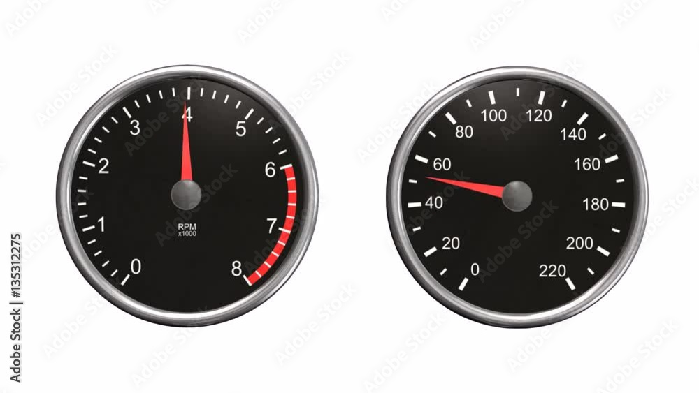 Tachometer and speedometer moving animation Tachometer and speedometer moving animation