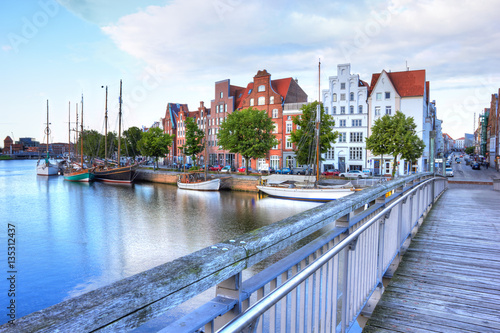 Historic old town luebeck at the river trave