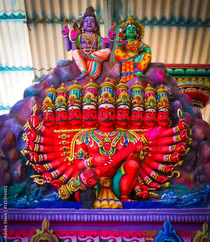 Beautiful Colorful Demon King Ravan Ravana Statue Sclupture at