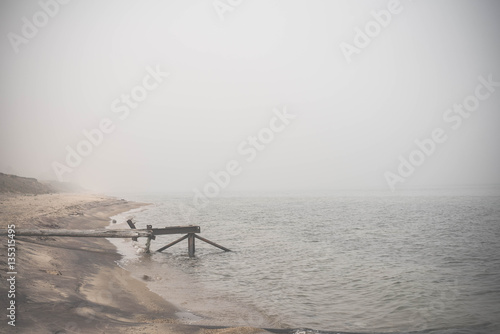 View on Lake Baikal under the fog
