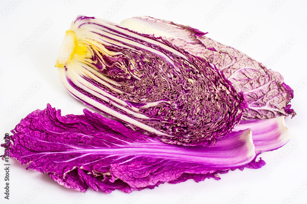 Red Chinese cabbage on a light  background