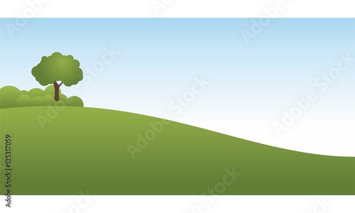 Simple Green Hills Landscape Vector Illustration