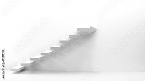 White stairs with arrow