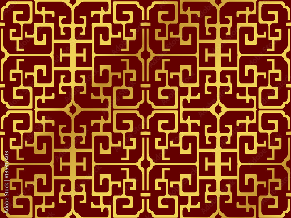 Seamless Golden Chinese Background Spiral Geometry Cross Frame Seamless Golden Chinese Background Spiral Geometry Cross Frame