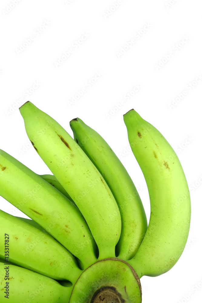 bunch of green raw bananas