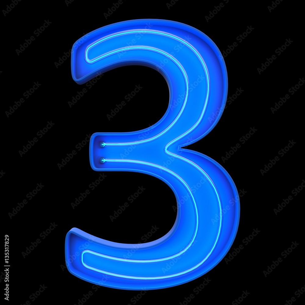 Numbers count neon tubes 3d illustration Numbers count neon tubes 3d illustration