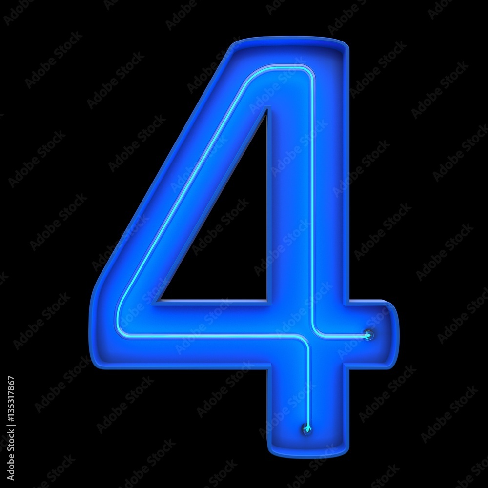 Numbers count neon tubes 3d illustration Numbers count neon tubes 3d illustration