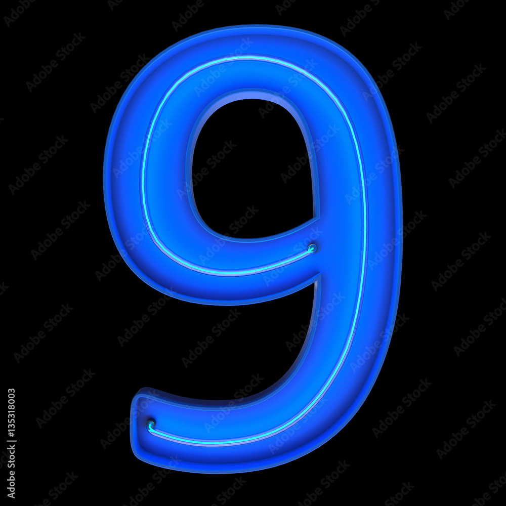 Numbers count neon tubes 3d illustration Numbers count neon tubes 3d illustration