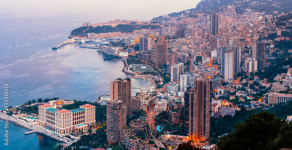 View of Monaco from the grand corniche road, Monaco France