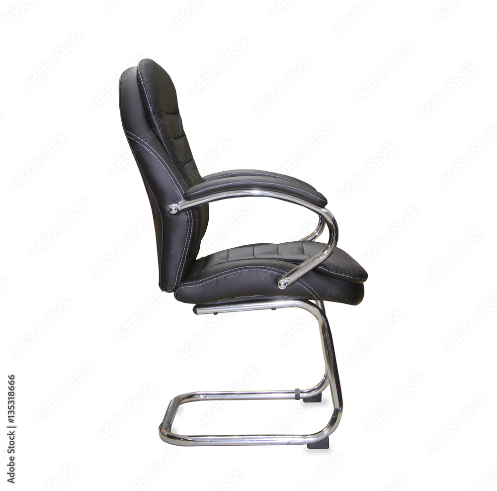 The office chair from black leather. Isolated The office chair from black leather. Isolated