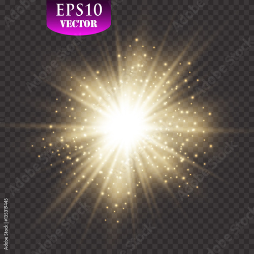 Glow light effect. Star burst with sparkles.Sun.