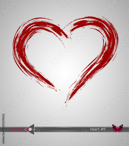 Hearts. Grunge stamps collection.love Shapes for your element design. Distressed symbols. Textured Valentine's Day signs.Vector illustration. Paint Strokes, brush.