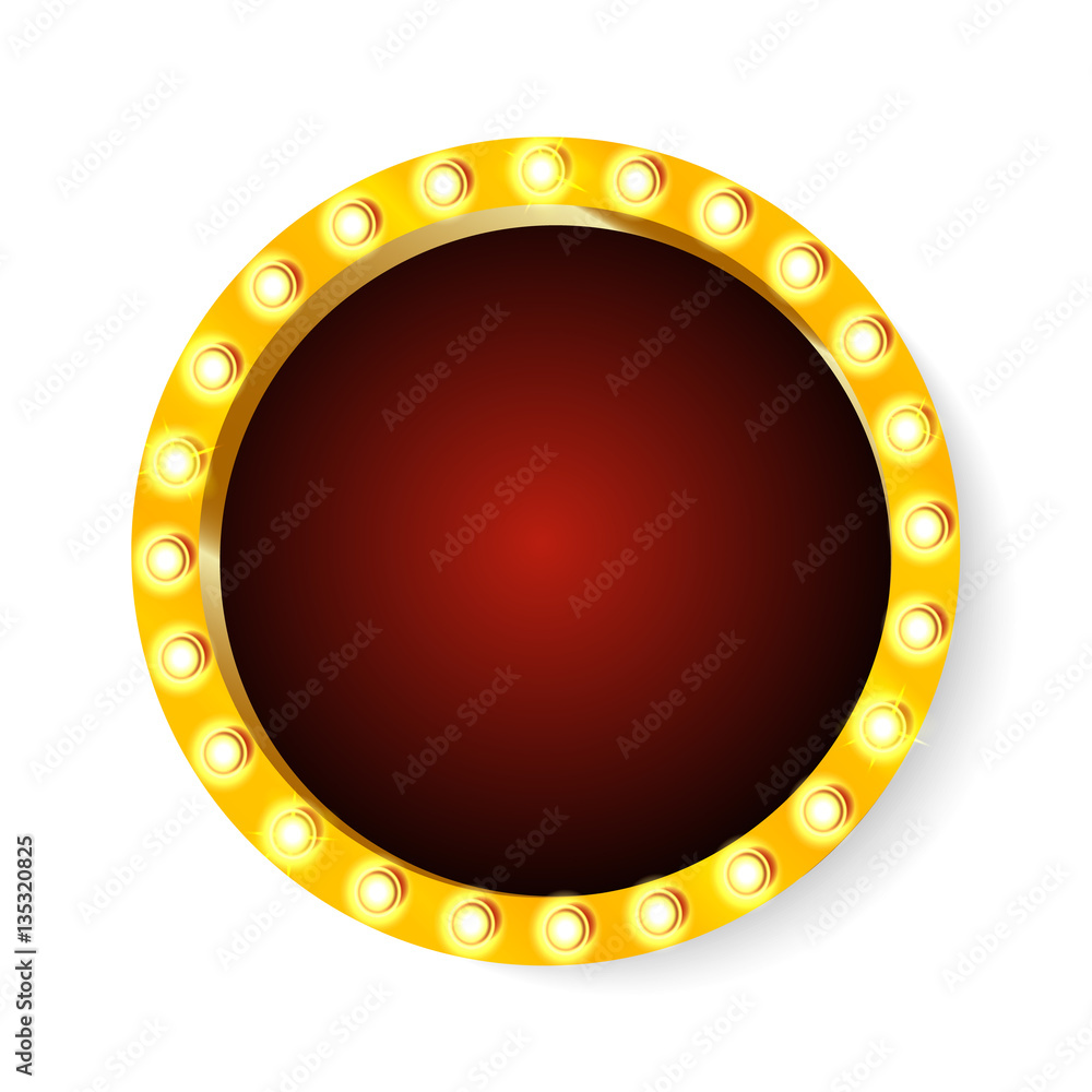 Vector illustration of round retro light frame isolated on white background. Vector illustration of round retro light frame isolated on white background.