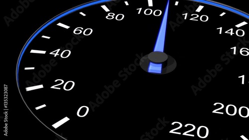 speedometer - close up of a modern accelerating  speedometer