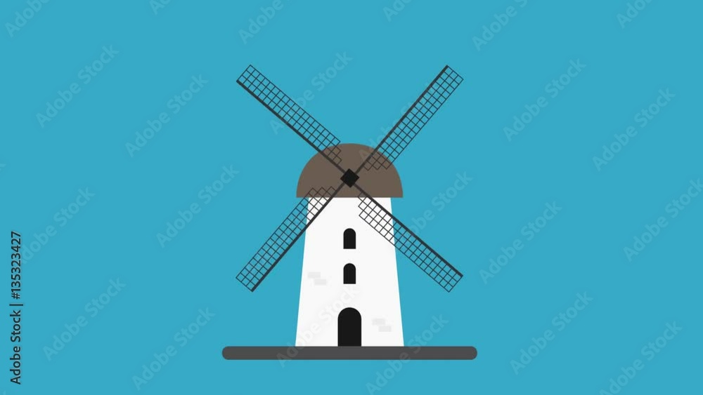Winmill Animation Windmill. Seamless loop animation in full HD resolution. Stock Video ...