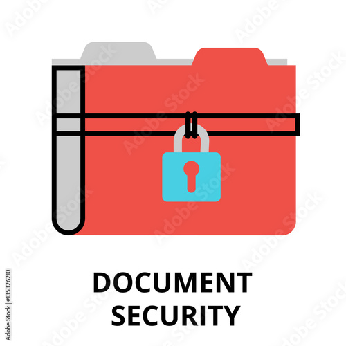 Document security icon, flat design vector illustration