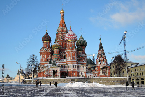 Saint Basil's cathedral on the Red Square in Moscow. Color photo.