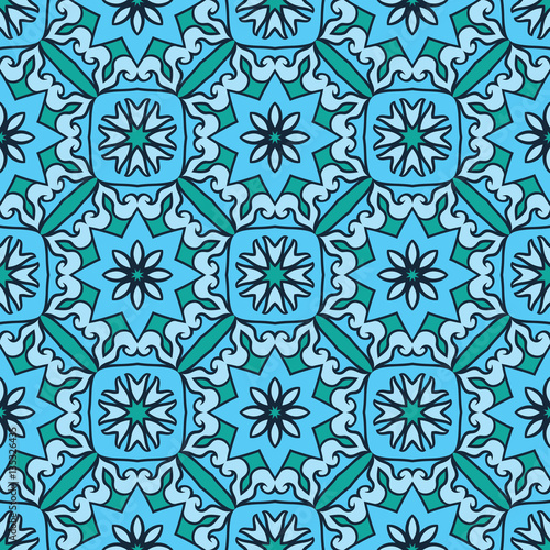 Turquoise ornamental pattern.