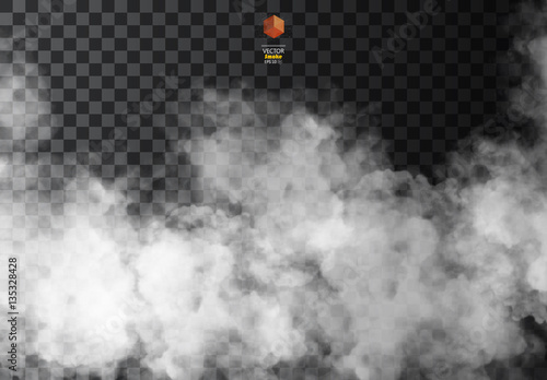Fog or smoke isolated transparent special effect. White vector cloudiness, mist smog background. illustration