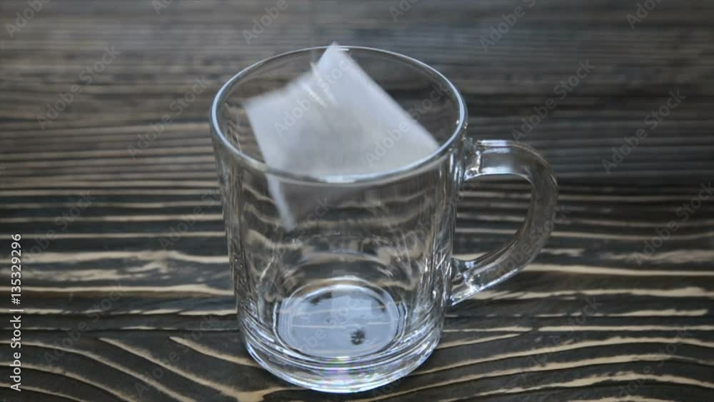 Teabag tea in a glass cup.Full hd video Teabag tea in a glass cup.Full hd video