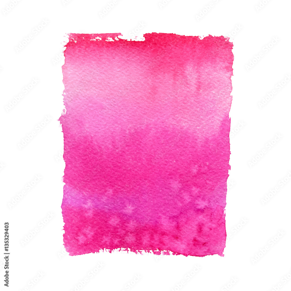 Pink watercolor hand drawn element. Vector background.