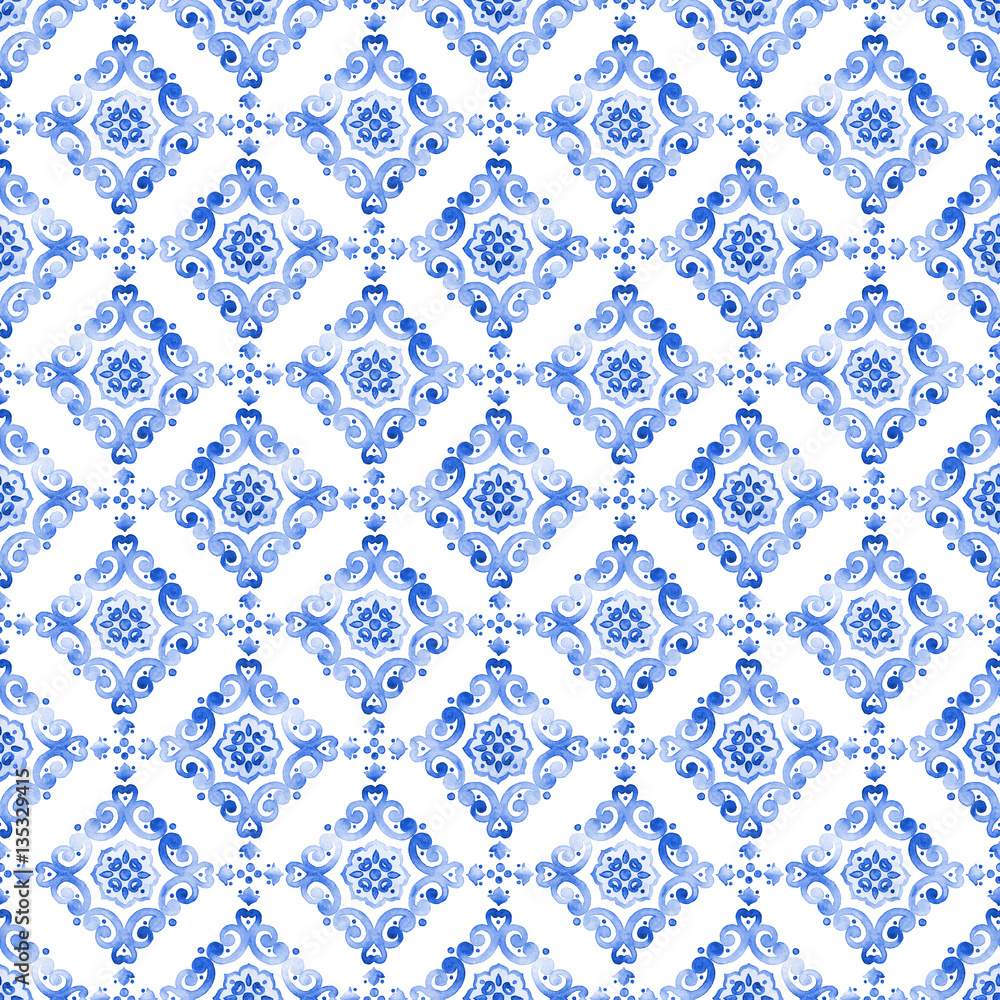 Watercolor blue lace pattern Watercolor blue lace pattern