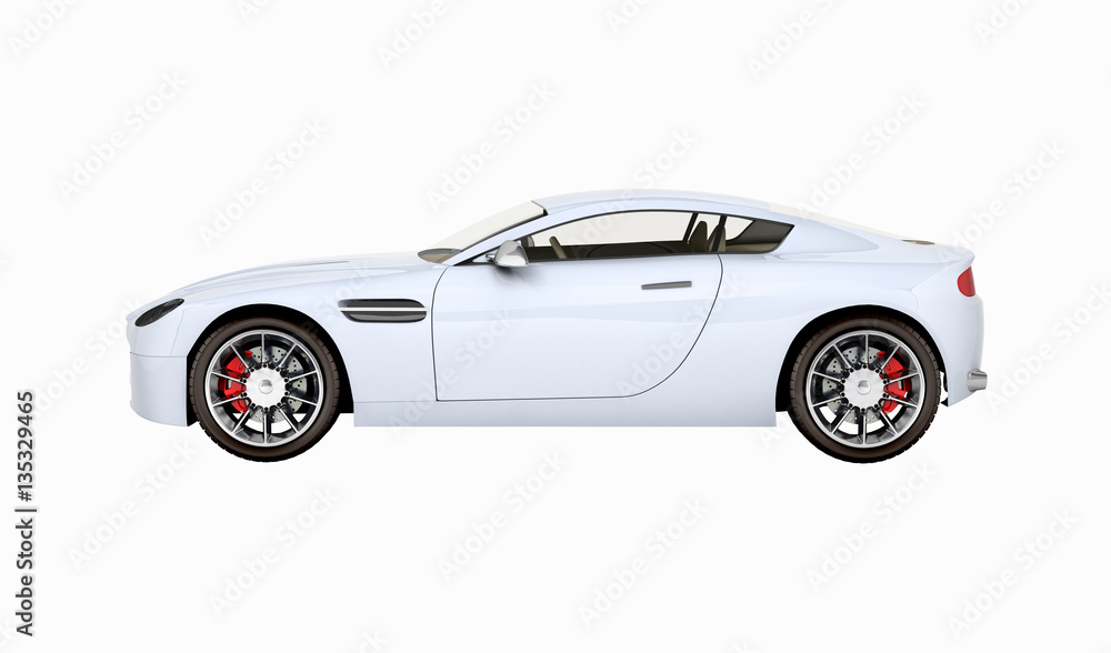 sport car vehicle side view without shadow on white background 3