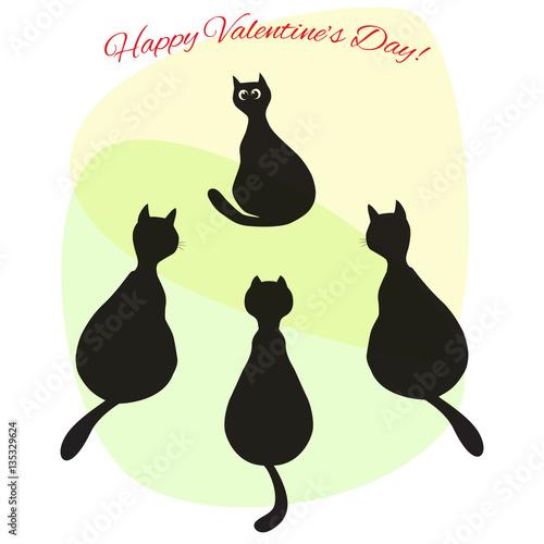Valentine illustration with cats in love
