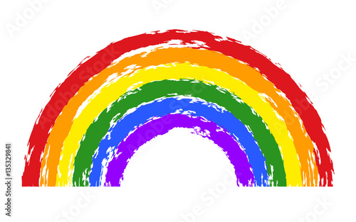 Vector gay pride design elements: rainbow smear. LGBT, gay and lesbian pride symbols, icons. Hand drawn paint strokes isolated on white background. LGBT concept.