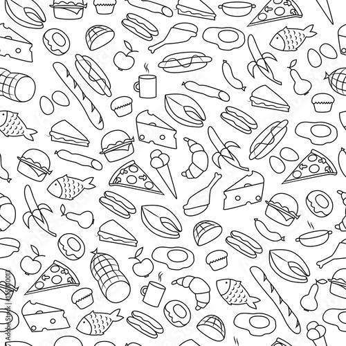 Seamless Pattern with Food.