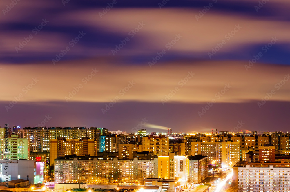 Night view of the city from a height