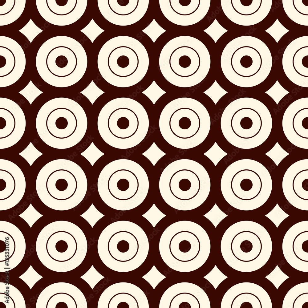 Fototapeta premium Outline seamless pattern with geometric figures. Repeated circles ornamental abstract background.