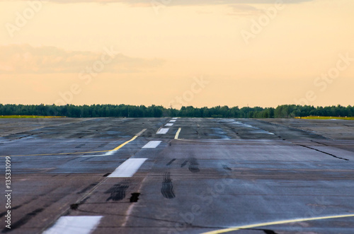 Wet Runway airport airplane strip plane asphalt road line
