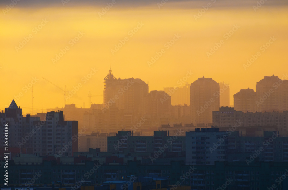 Silhouette city sun light sunset doomsday sky sunrise sunset building industrial