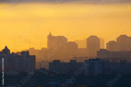 Silhouette city sun light sunset doomsday sky sunrise sunset building industrial