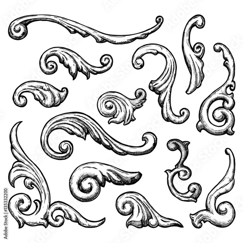 Baroque and renaissance decorative design elements
