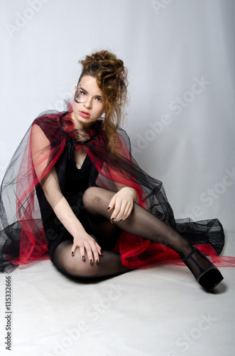 beautiful girl in black outfit